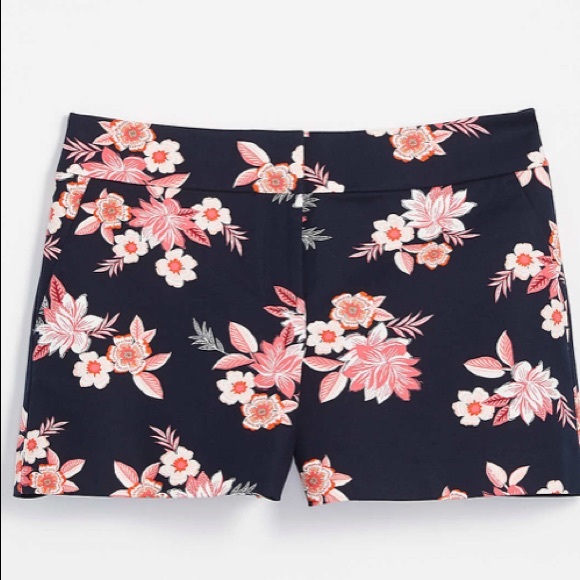 LOFT Pants - NWT! Loft Floral Riviera shorts. Navy/pink. 14